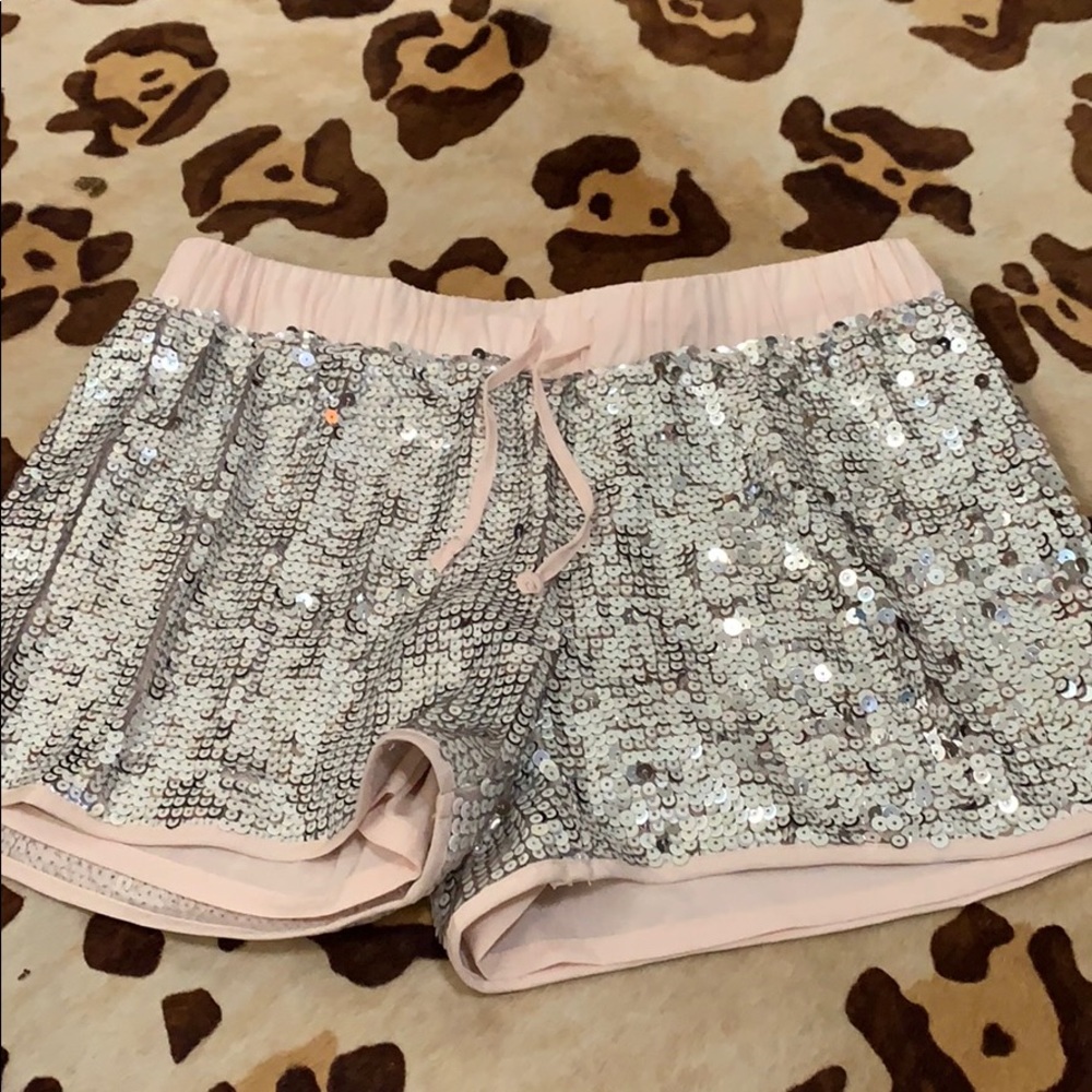 Pink sequin shorts